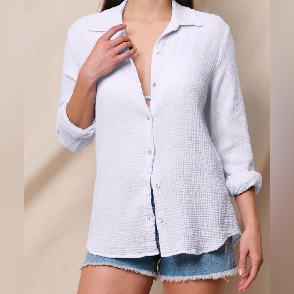 BB Dakota by Steve Madden White Button-Up 100% Cotton